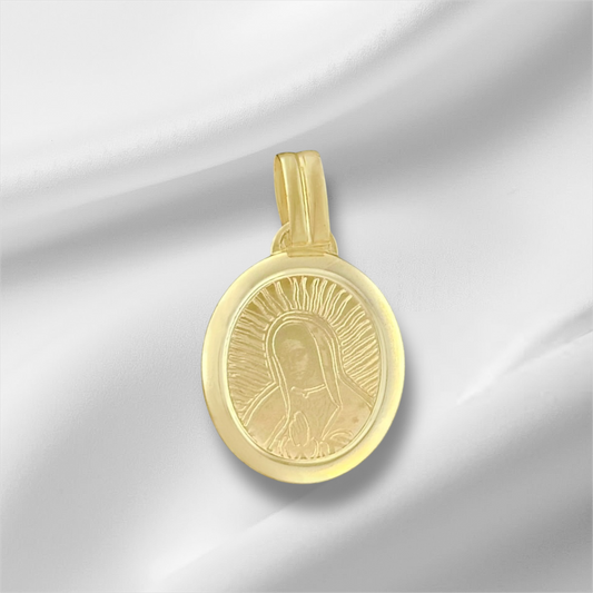 MEDALLA VIRGEN DE GUADALUPE OVAL LASER ORO 10K