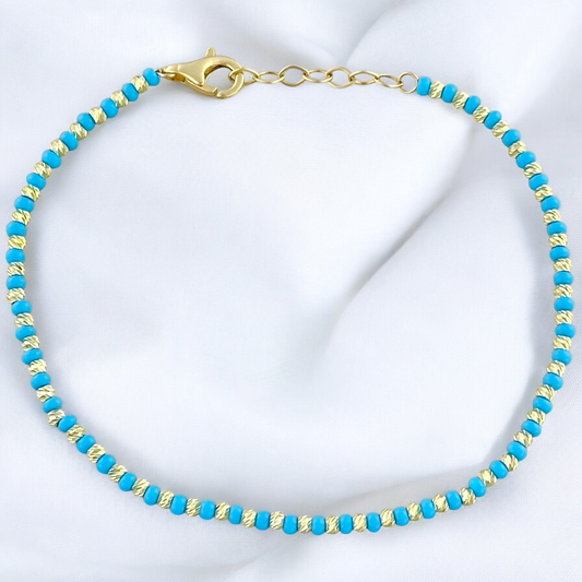 PULSERA TURQUESA ORO 10K