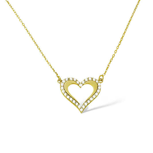 COLLAR DOBLE  CORAZON CIRCONIA ORO 10K