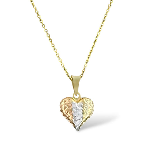 COLLAR CORAZON DIAMANTADO FLORENTINO ORO 10K