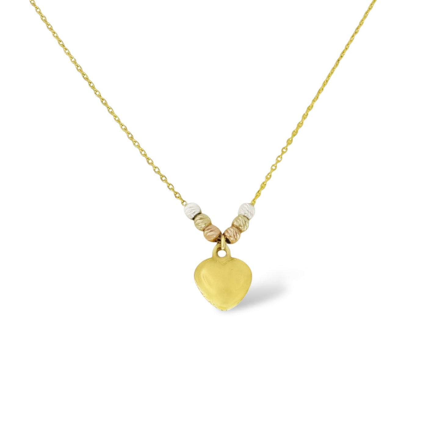 COLLAR CORAZON LISO AROS FLORENTINOS ORO 10K