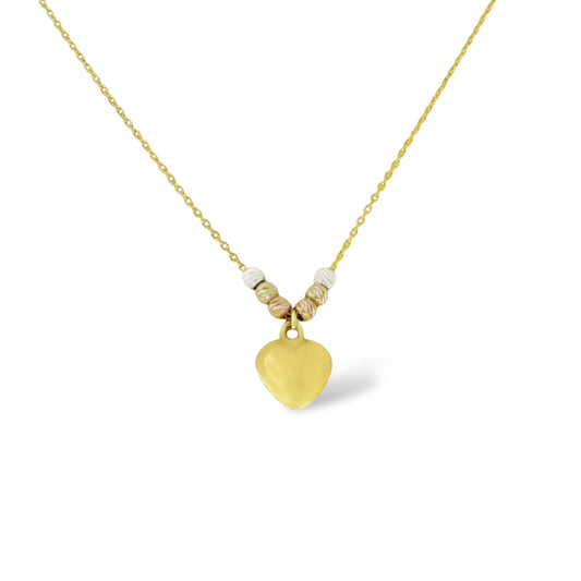 COLLAR CORAZON LISO AROS FLORENTINOS ORO 10K