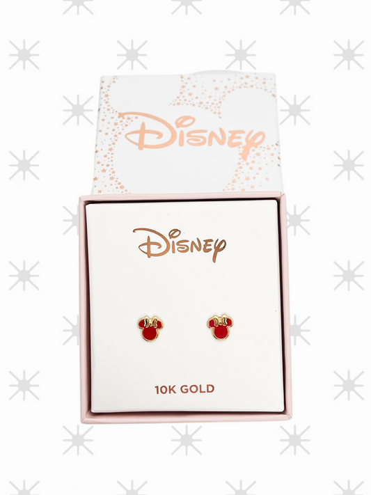 BROQUEL MIMI ESMALTADA ROJA  DISNEY ORO 10K