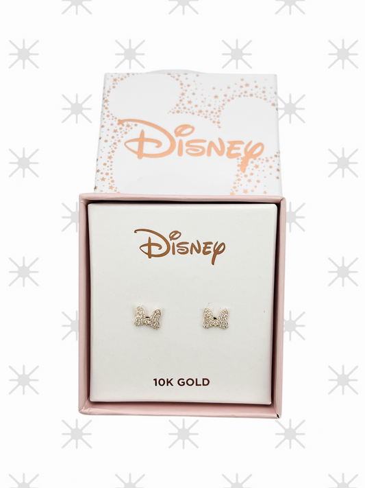 BROQUEL MINNIE MOÑO ZIRCONIA DISNEY ORO 10K
