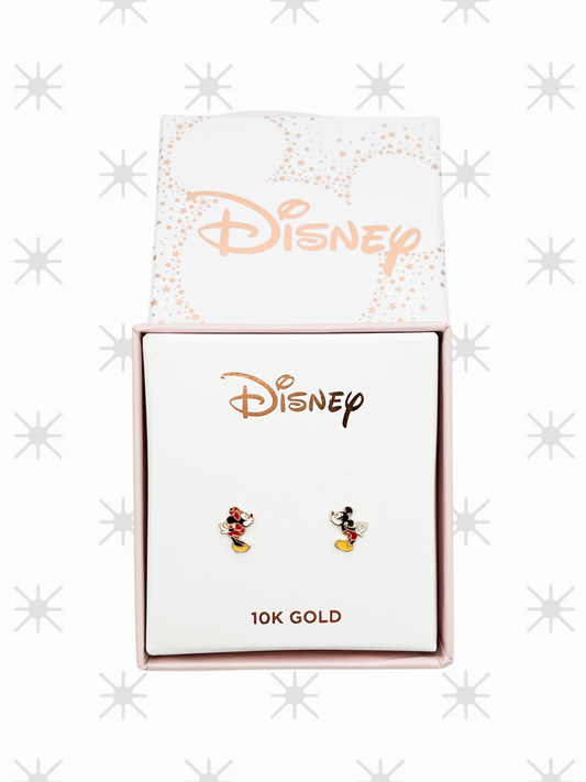 BROQUEL MINNIE Y MICKEY BESO ESMALTADO ORO 10K DISNEY