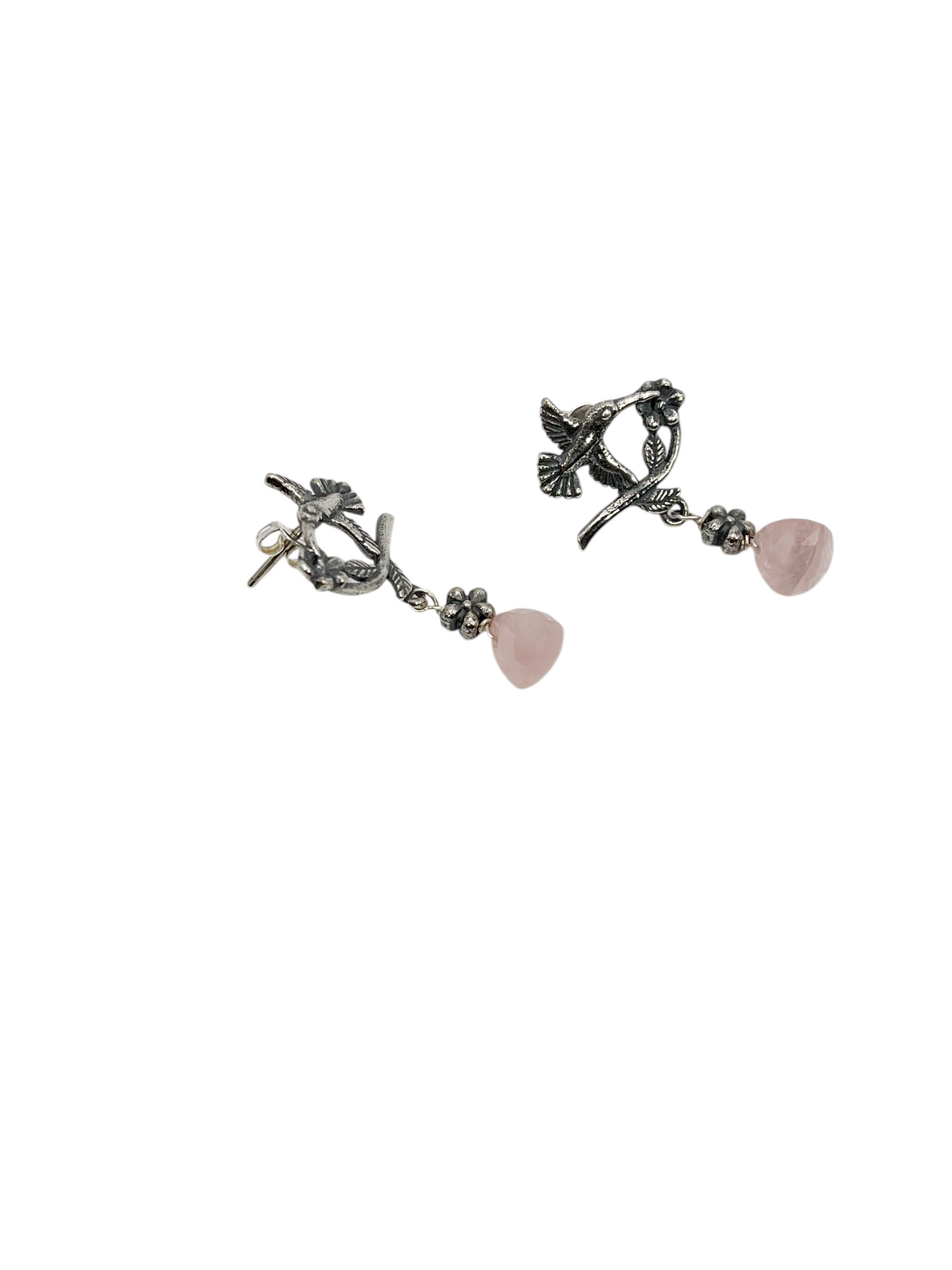 ARETE COLIBRI FLOR PLATA .925