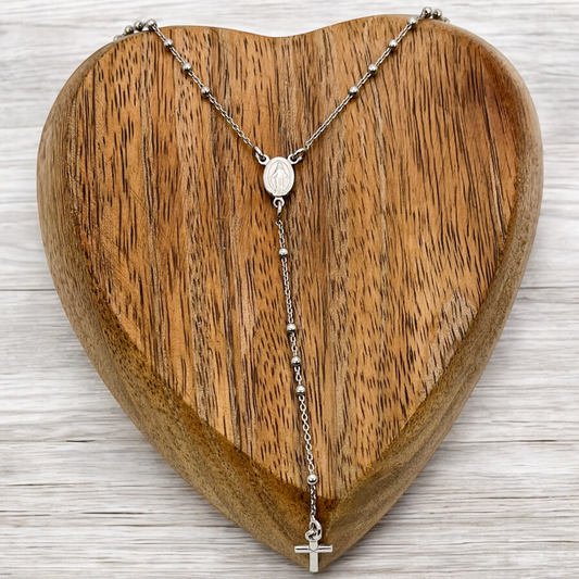 COLLAR ROSARIO PLATA RODIO .925