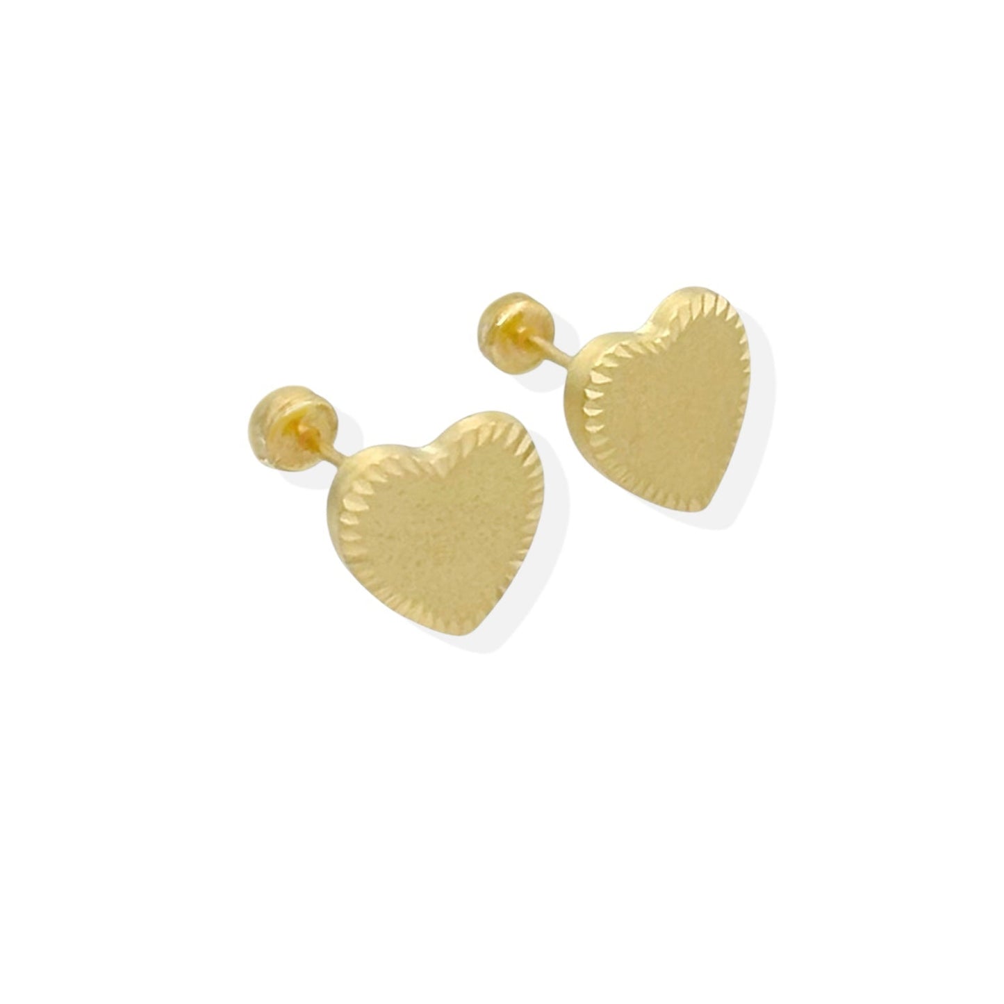 BROQUEL CORAZON  DIAMANTADO MATE ORO 10K