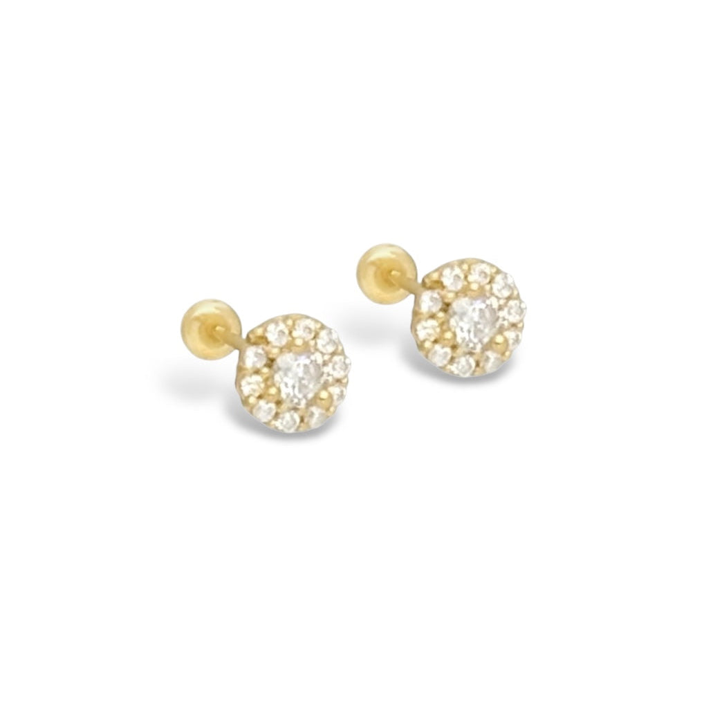 BROQUEL ROSETON ZIRCONIA ORO 10K