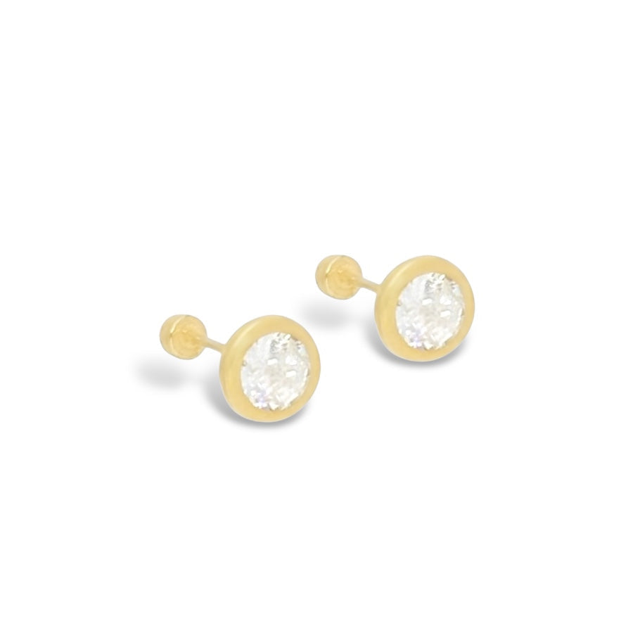 BROQUEL REDONDO  BISEL ZIRCONIA 5 ORO 10K