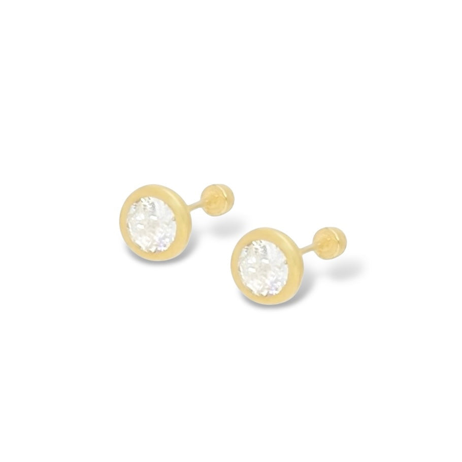 BROQUEL REDONDO  BISEL ZIRCONIA 5 ORO 10K
