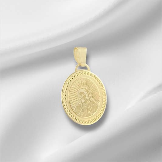 MEDALLA VIRGEN DE GUADALUPE OVAL LASER ORO 10K *