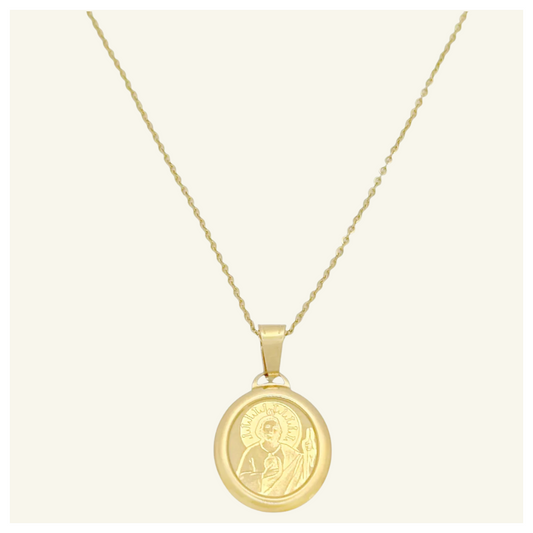 COLLAR ANCLA MEDALLA SAN JUDAS TADEO ORO 10K