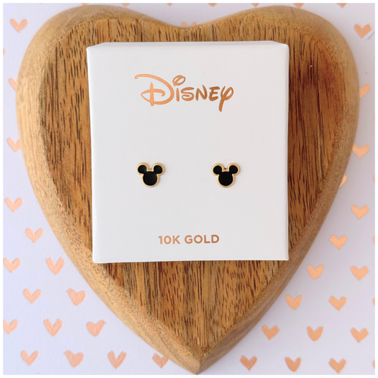 MICKEY BROOCH BLACK ENAMEL 10K GOLD DISNEY