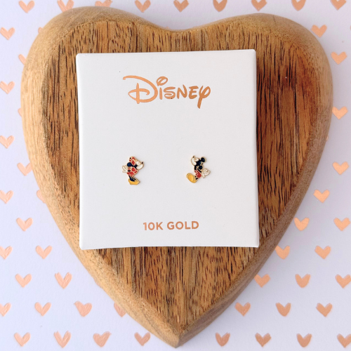 MINNIE AND MICKEY KISS ENAMELLED 10K GOLD DISNEY BROOCH