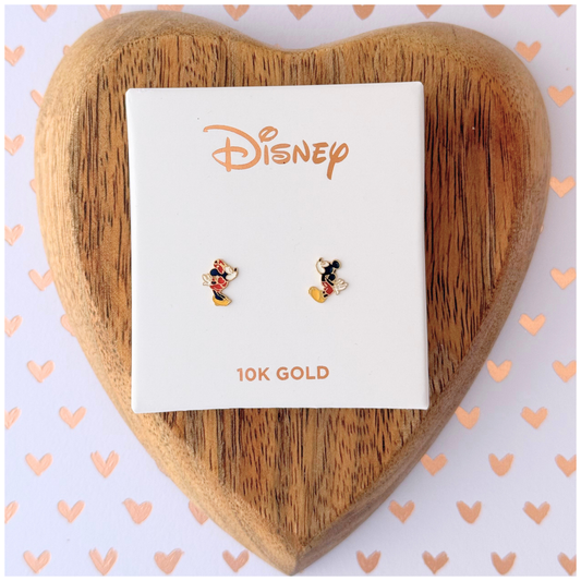 MINNIE AND MICKEY KISS ENAMELLED 10K GOLD DISNEY BROOCH